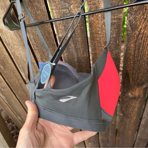 Brooks Moving Comfort Fine Form Sports Bra In Poppy/Asphalt Sz 32CD-34C Small. - Picture 7 of 16